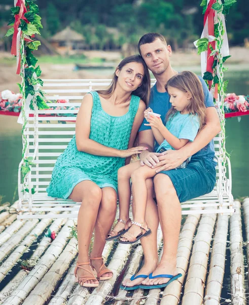 Outdoor portrait of a beautiful family — Stock Photo, Image