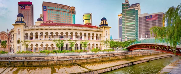 Stadtbild Von Kuala Lumpur Fluss Des Lebens Vordergrund Malaysia Panorama — Stockfoto