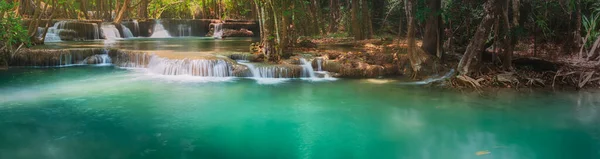 Krásný Vodopád Huai Mae Khamin Provincii Kanchanaburi Západním Thajsku Panorama — Stock fotografie