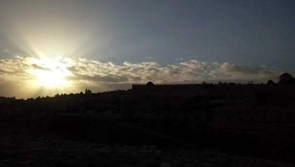 Вид Фрагмента Стены Иерусалима Ночью Стоковое Изображение