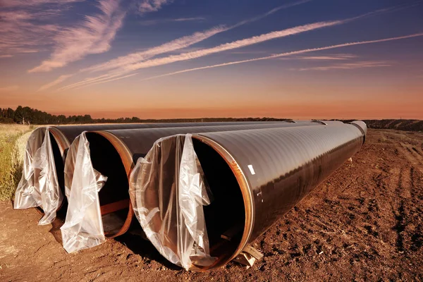 Bau Von Gaspipelines Westsibirien Russland — Stockfoto