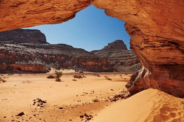 Dunas Rochas Areia Deserto Saara Algeri — Fotografia de Stock