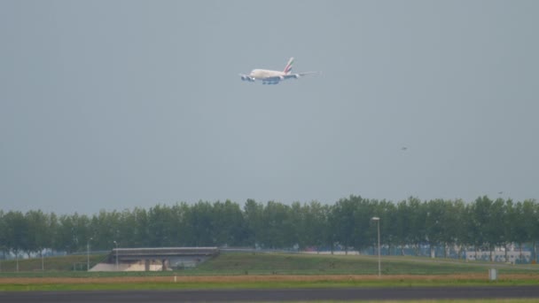 Großraumflugzeug im Landeanflug — Stockvideo