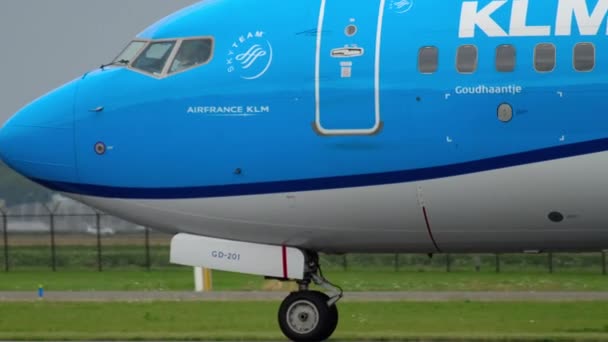 出発前にタキシング klm オランダ航空ボーイング 737 — ストック動画