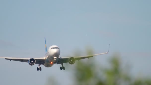 Avión acercándose temprano en la mañana — Vídeo de stock