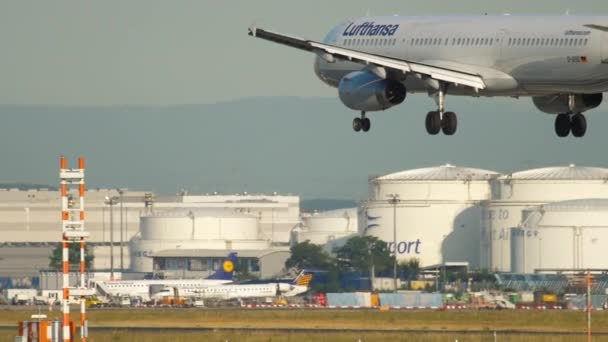 Avión aterrizando en Frankfurt — Vídeos de Stock