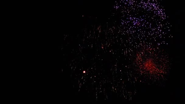 Fogos de artifício piscando no céu de férias noite — Vídeo de Stock