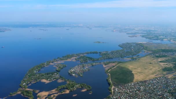 Aerial view from descending airplane — Stock Video