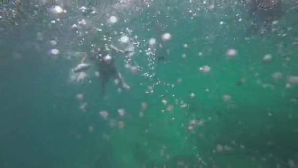 Víz alatti kilátás nyílik az Andamán-tenger búvárkodás ember — Stock videók