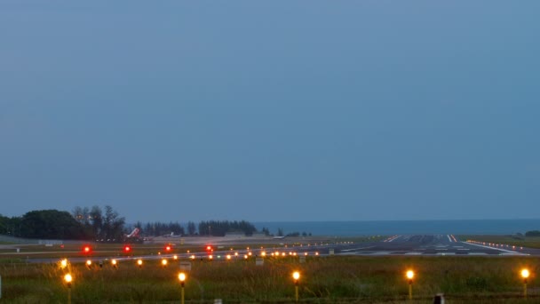 Runway Lighting Systems at early morning — Stock Video