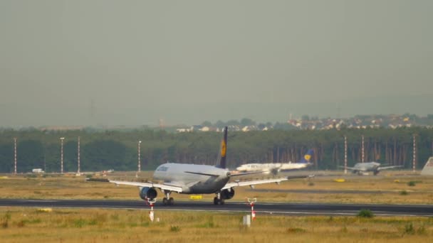 Avión aterrizando en Frankfurt — Vídeos de Stock