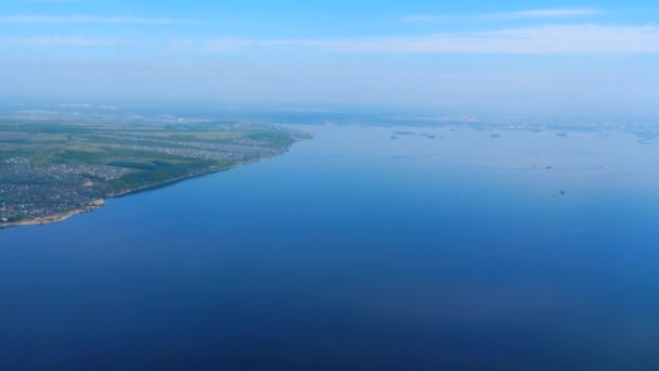 Aerial view from descending airplane — Stock Video