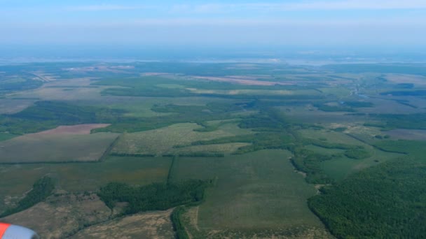 Aerial view from descending airplane — Stock Video