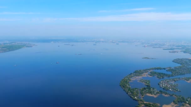 Aerial view from descending airplane — Stock Video