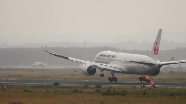 Közeledik a Japan Airlines Dreamliner Boeing 787 — Stock videók