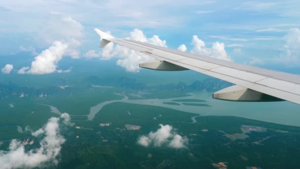 Paisaje de vista aérea desde el avión descendente — Vídeo de stock
