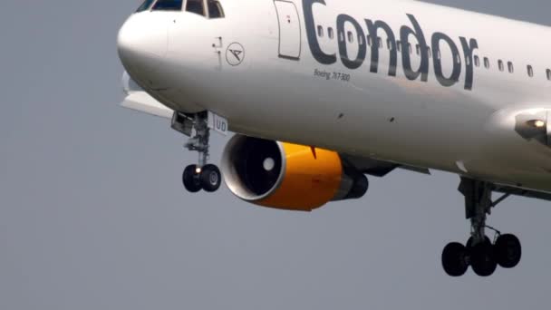 Condor boeing 767 landing — Stockvideo