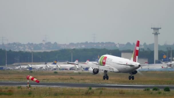 Avión aterrizando en Frankfurt — Vídeos de Stock