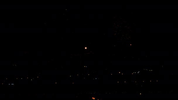 Fuochi d'artificio lampeggianti nel cielo delle vacanze notturne — Video Stock