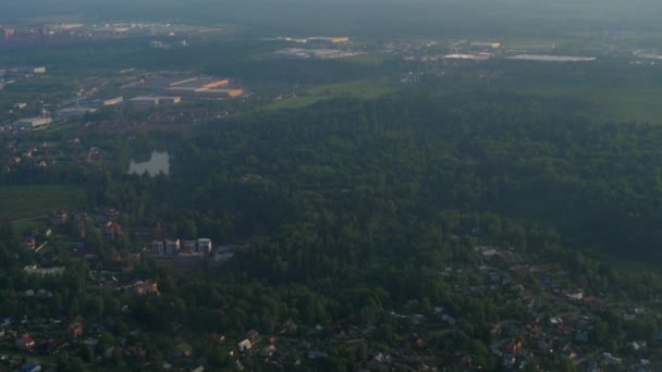 Aerial view from descending airplane — Stock Video