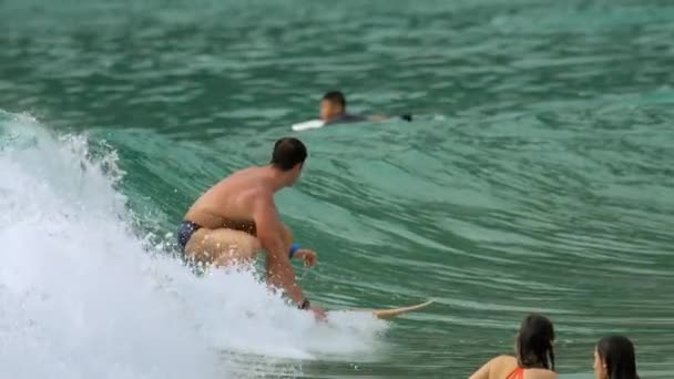 Surfer auf den Wellen — Stockvideo