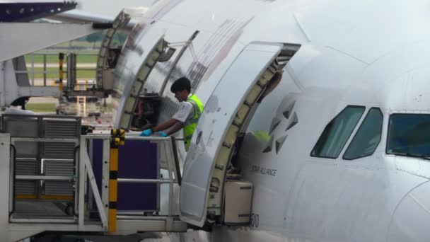 Tjänster avseende catering av flygplan i arbetet — Stockvideo
