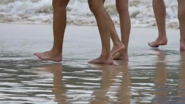 夫妇海滩步行 — 图库视频影像
