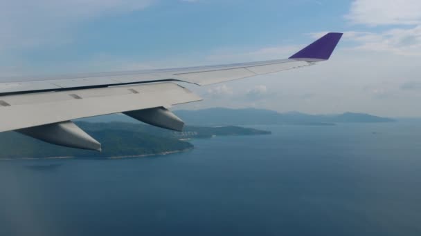 Luftaufnahme Landschaft aus dem absteigenden Flugzeug — Stockvideo