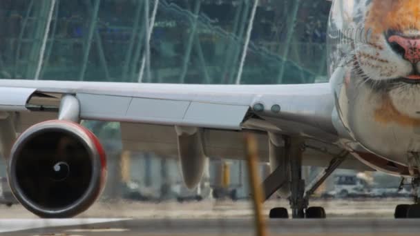 Avión esperando inicio antes de la salida — Vídeo de stock