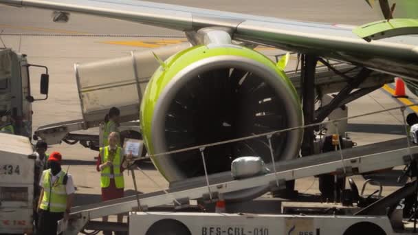 Carregamento de bagagem a bordo da aeronave — Vídeo de Stock