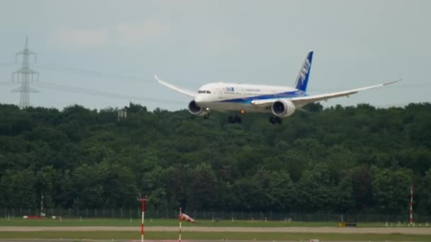 Boeing 787 Dreamliner ANA acercándose — Vídeos de Stock