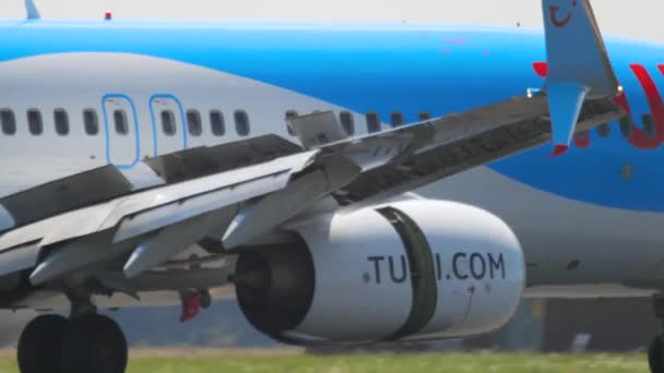 Tui létat Boeing 737 přistávací — Stock video