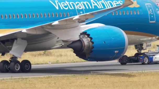 Remolque Boeing 787 del servicio — Vídeo de stock