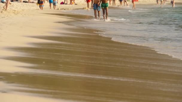Barefoot beach walking — Stock Video