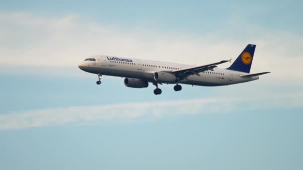 Lufthansa Airbus 321 approaching — Stock Video