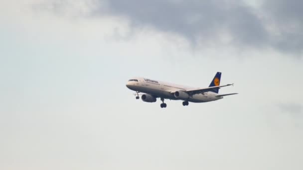 Lufthansa Airbus 321 närmar sig — Stockvideo