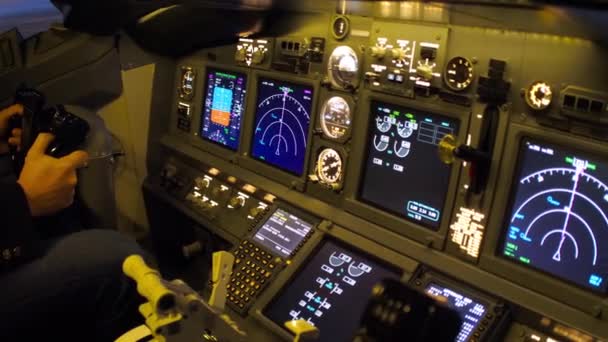 Civil aircraft cockpit. — Stock Video
