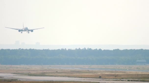 Widebody vliegtuig landing in Frankfurt — Stockvideo
