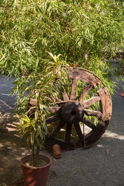 Roue en bois comme décor — Photo