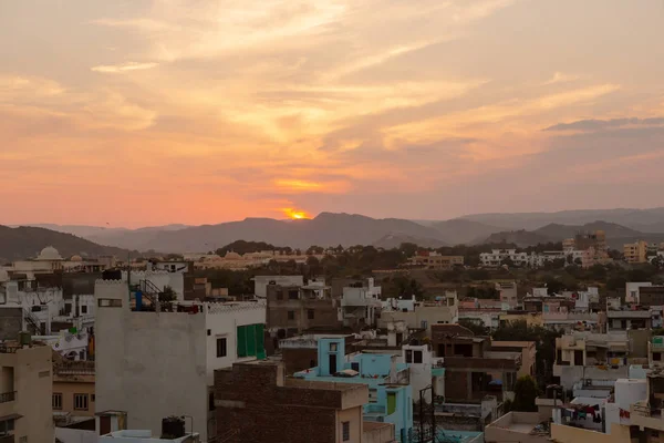 Roofs of Udaipur Houses at Sunset — Stock Photo, Image