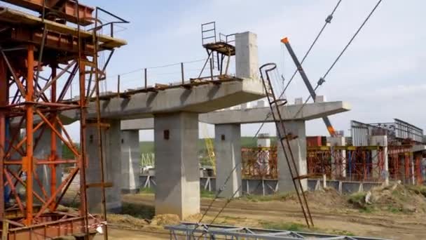 Construction of an automobile overhead road — Stock Video