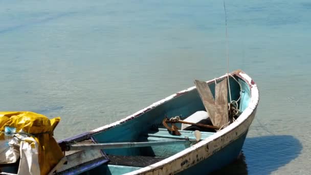 Barche da pesca a coda lunga sulla spiaggia — Video Stock