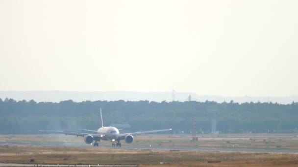 Широкофюзеляжный самолет приземлился во Франкфурте — стоковое видео