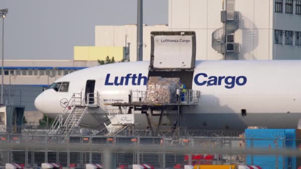 Cargueiro aéreo perto do terminal de carga — Vídeo de Stock