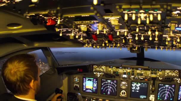 Civil aircraft cockpit. — Stock Video