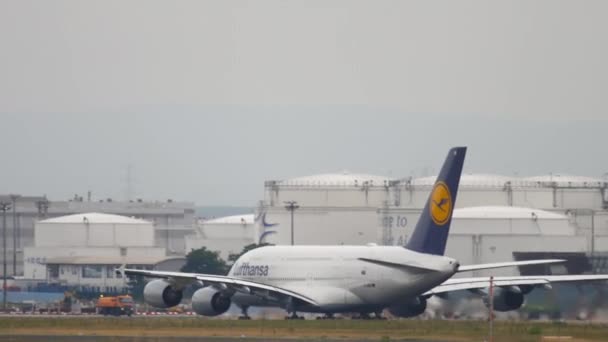 Lufthansa Airbus 380 απογείωσης — Αρχείο Βίντεο