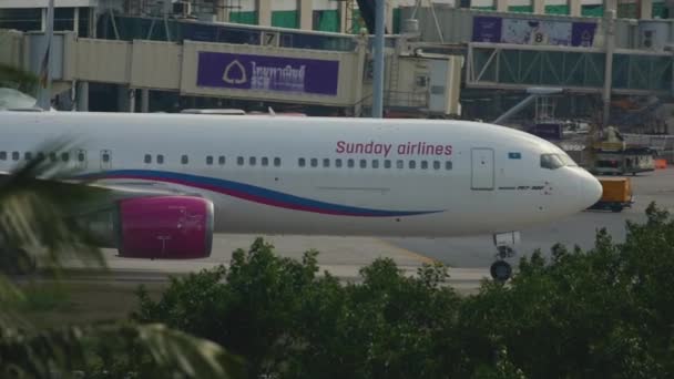 Boeing 767 rodaje después del aterrizaje — Vídeos de Stock