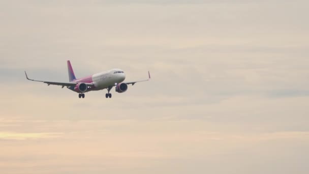 WizzAir Airbus A321 iniyor. — Stok video