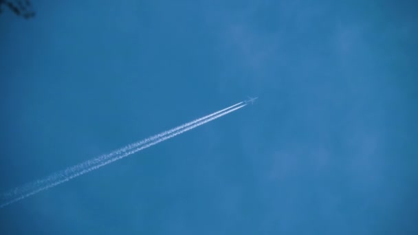 Uçak gökyüzünde yükseklerde uçuyor. — Stok video