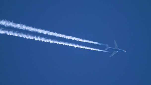 Flygplan som flyger högt på himlen — Stockvideo